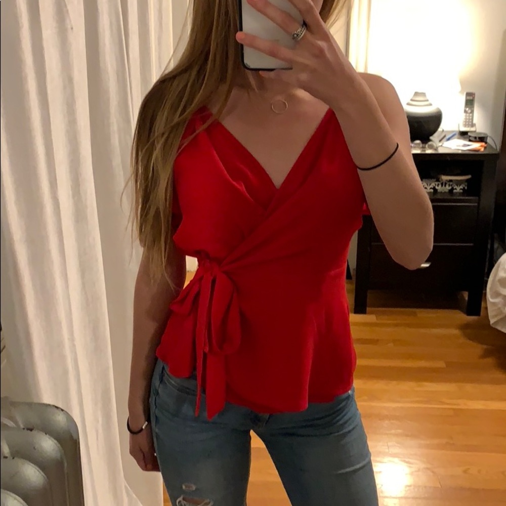 Bright red festive top